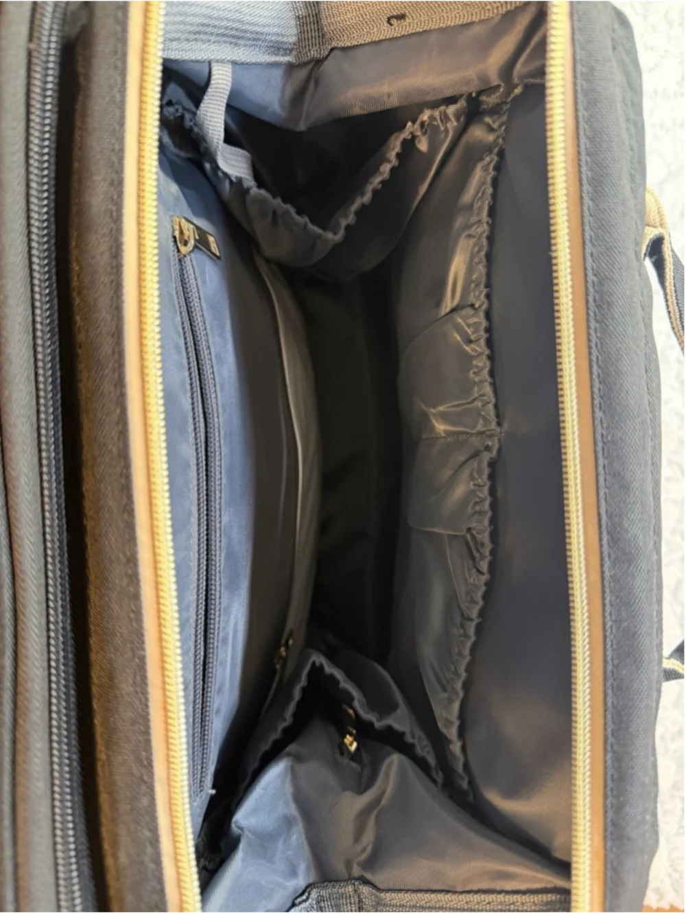 debug Black/Beige Polyester Diaper Bag Backpack, Adjustable Straps, Pockets